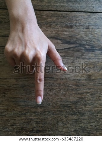 Hands set , isolated on wooden table