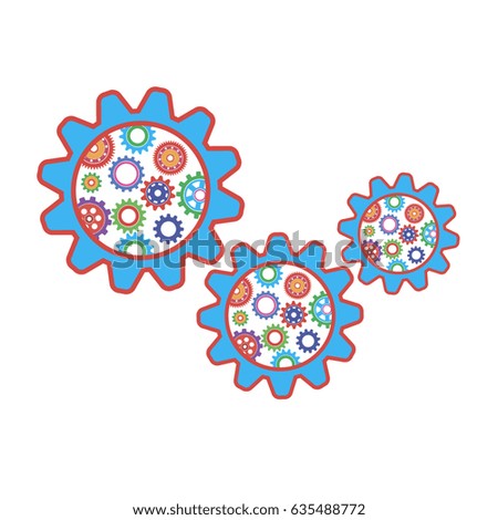 Multicolored gears on a white background. Vector illustration.
