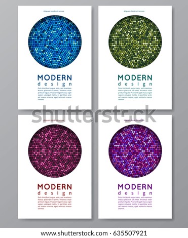 Modern elegant invitation cards design with glittering spots of multicolored mosaic