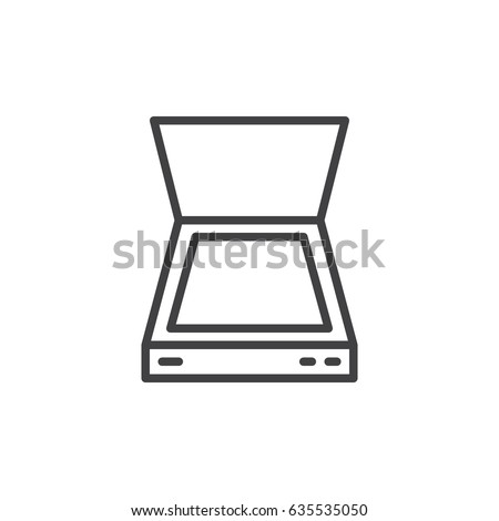 Document scanner line icon, outline vector sign, linear style pictogram isolated on white. Symbol, logo illustration. Editable stroke. Pixel perfect Royalty-Free Stock Photo #635535050