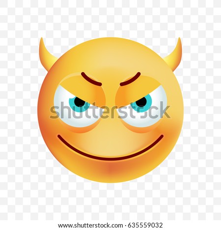Cute Evil Emoticon on White Background. Isolated Vector Illustration