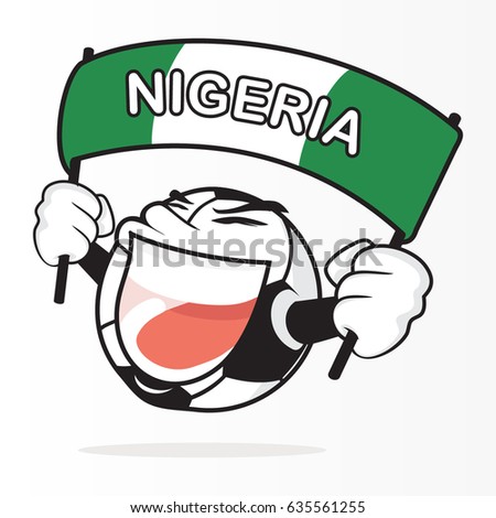 Cute Soccer Ball And Nigeria Flag Vector