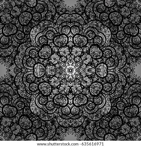 Dim floral ornament in baroque style. Dim element on gray background. Dim Wallpaper on texture background. Damask seamless repeating background.