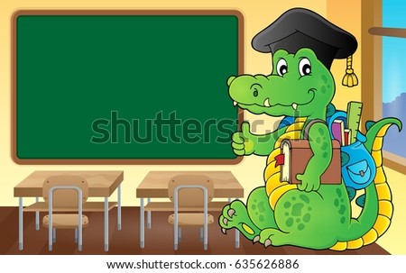 School theme crocodile image 3 - eps10 vector illustration.