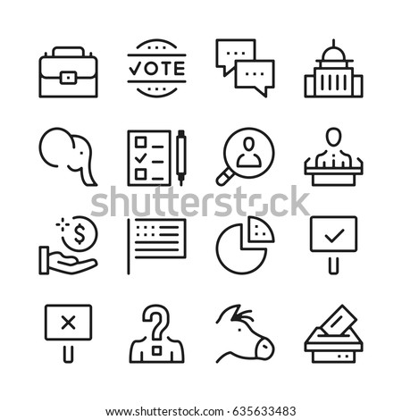 Elections line icons set. Modern graphic design concepts, simple outline elements collection. Vector line icons Royalty-Free Stock Photo #635633483