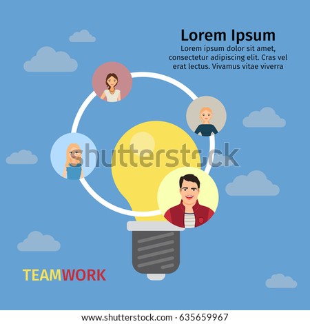 Team working concept with business people group. Vector illustration