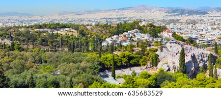 Athens skyline with Hill of the Nymphs, and the church of Agia Marina National Observatory