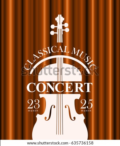 vector poster for a concert of classical music with a velvet curtain and violin