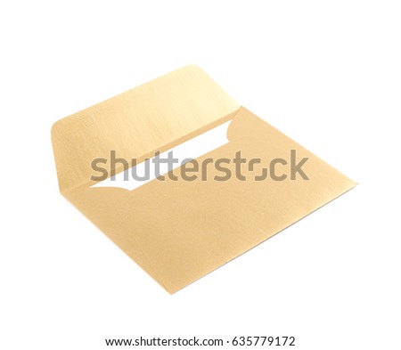 Opened paper envelope isolated over the white background