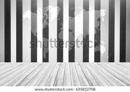 Wall texture background surface natural color , process in white color with white wood terrace with world map