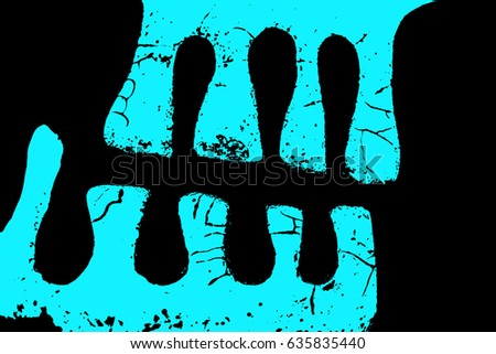 The abstract of the hand, teeth, or skull art pattern for texture and background isolated on black template process with tone curve (not vector)