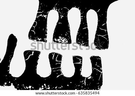 The abstract of the black hand, teeth, or skull art pattern for texture and background isolated on white template process with tone curve (not vector)