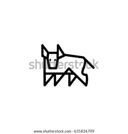 Linear stylized drawing of bull ox or cow - for icon or sign template