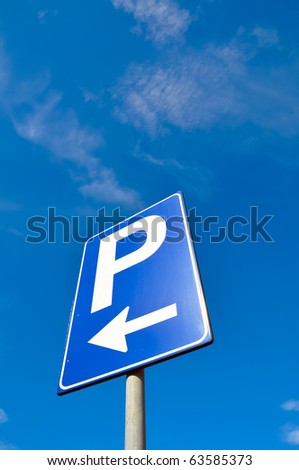 Parking signal in the blue sky