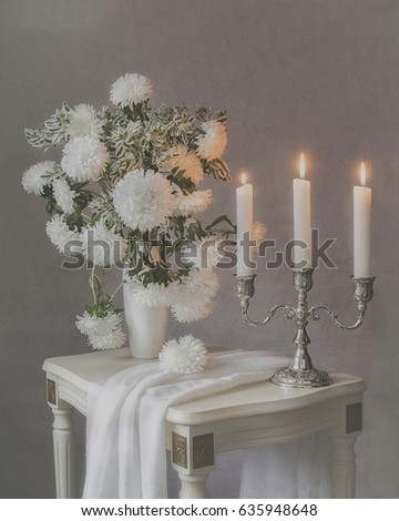 Still-life with white asters
