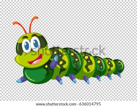 Green caterpillar in green color illustration