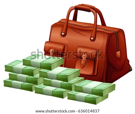 Brown bag and pile of cash illustration