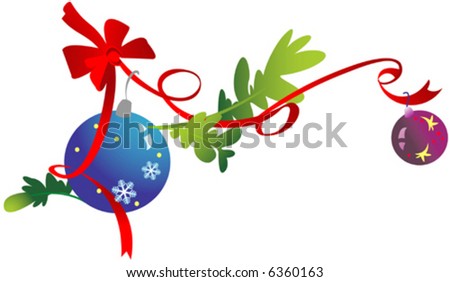 Christmas tree branch with decorations