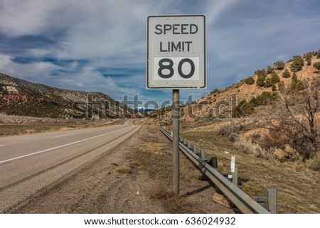 UTAH - Speed limit sign 80 miles per hour