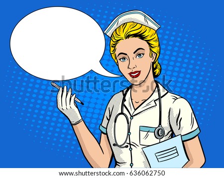 Nurse pop art retro vector illustration. Comic book style imitation.