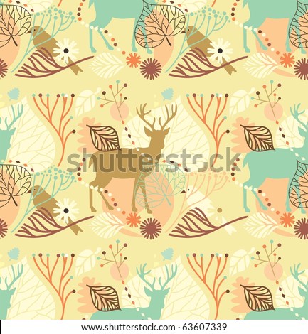 Seamless pattern with deers