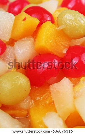 Fruit salad texture.