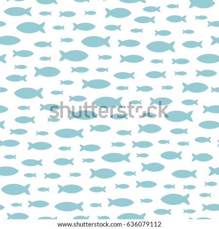 Seamless pattern with sea fish. Nautical vector background.