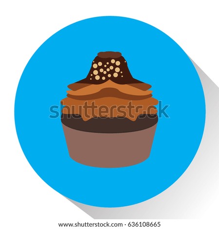 Isolated cupcake on a colored button, Vector illustration