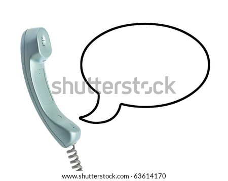 Telephone receiver and speech bubble isolated on white background