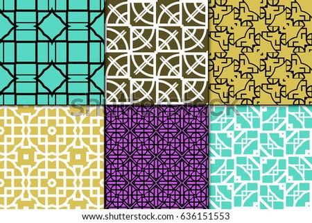 set of Ornamental design. Modern seamless geometry pattern. Vector illustration. For interior design, printing, web and textile design, wrapping
