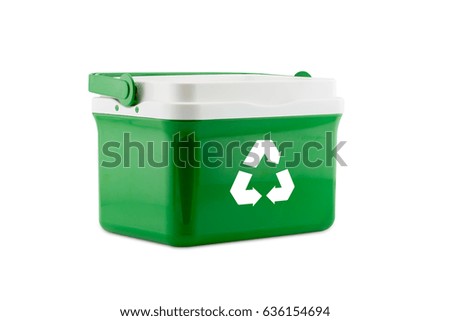 Box plastic with recycle sign isolated on white background - clipping part.