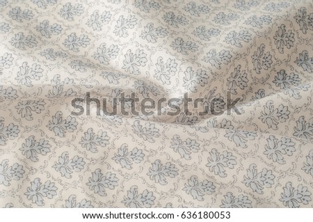 Texture background pattern. Cotton cloth is gray. Flat design of green and gray flowers isolated on white background. Flowers pattern.