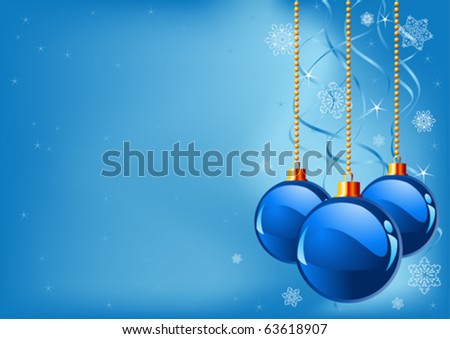 Abstract blue Christmas Background with Christmas decorations