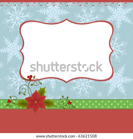 Blank template for Christmas greetings card, postcard or photo frame (EPS10)