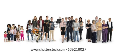 Diversity of People Generations Set Together Studio Isolated Royalty-Free Stock Photo #636218027