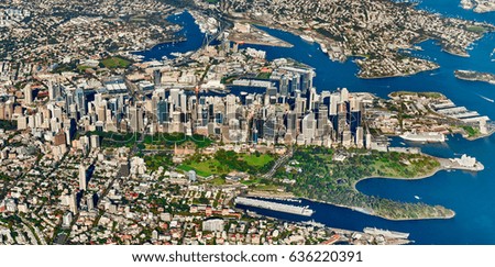 Aerial panoramic view of Sydney skyline, Australia 