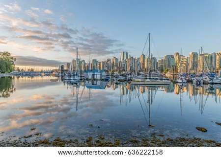 Vancouver Urban scene from waterfront, the picture was taken at dawn