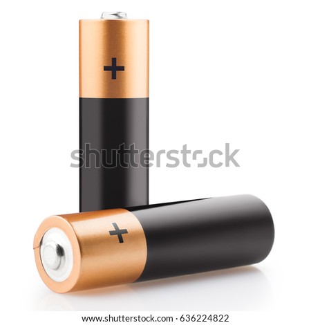 clipping path AA alkaline battery on a white background, isolated, high quality photo Royalty-Free Stock Photo #636224822