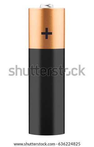 clipping path AA alkaline battery on a white background, isolated, high quality photo Royalty-Free Stock Photo #636224825