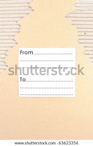 Cardboard with blank space for address in vertical