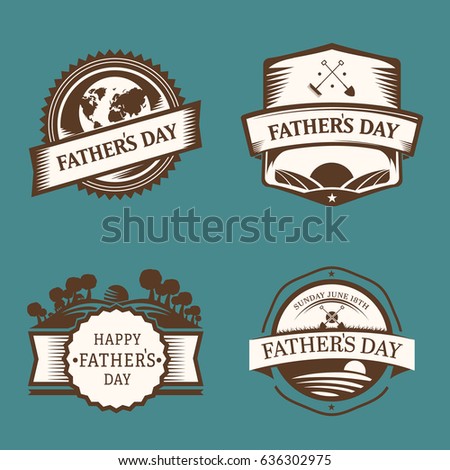 Greeting card with fathers day message and various icons