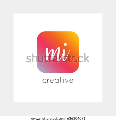 MI logo, vector. Useful as branding, app icon, alphabet combination, clip-art.