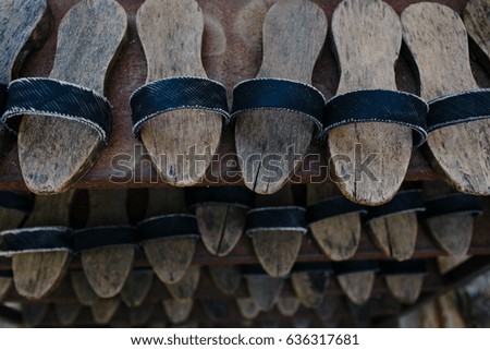 A lot of old turkish handmade shoes