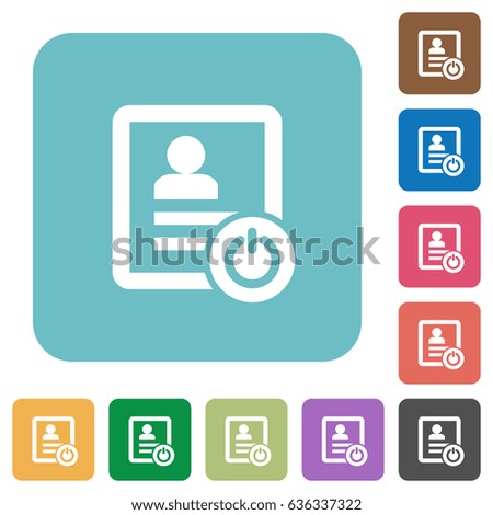 Exit from contact list white flat icons on color rounded square backgrounds
