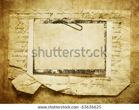 Vintage background with old paper, letters and photos
