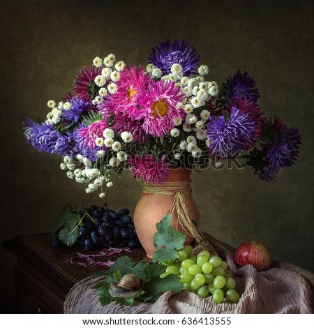 Autumn still life with asters
