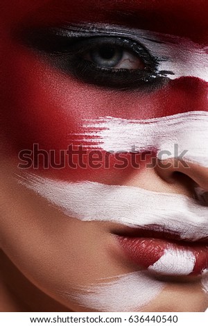 White Brush Strokes on red Skin of beauty Woman