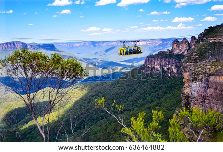 Rainforest cableway landscape in Blue Mountains, Australia Royalty-Free Stock Photo #636464882