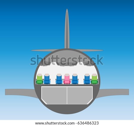 Business class seat of Wide body Airplane Cross section Vector