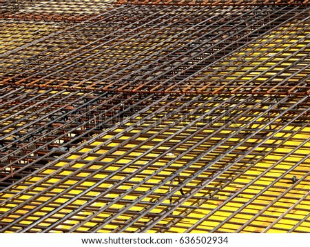 Steel bars reinforcement on construction site